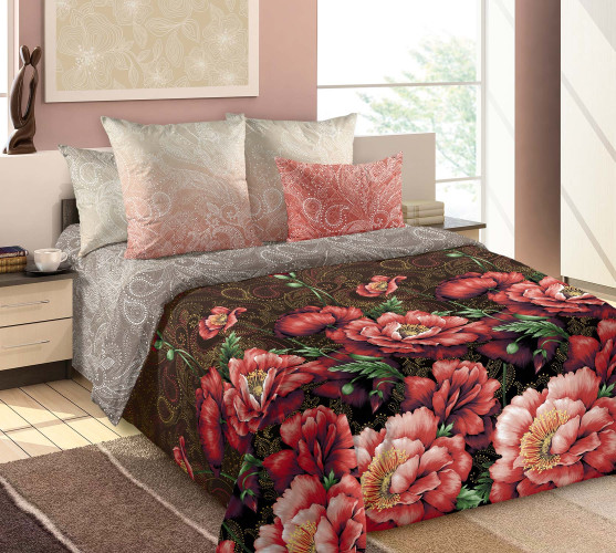 Постельное белье Белиссимо (Текс-Дизайн) "Маковый цвет 1", евро, поплин (4150ЛН661791)