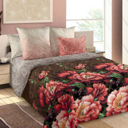 Постельное белье Белиссимо (Текс-Дизайн) &quot;Маковый цвет 1&quot;, евро, поплин (4150ЛН661791)