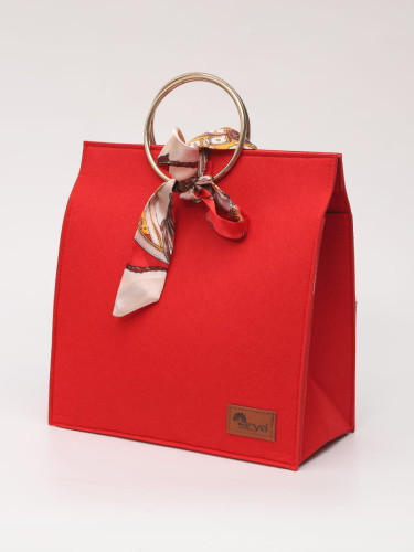 Сумка Arya Женская из Фетра 28x14,5x30 Nora Красный