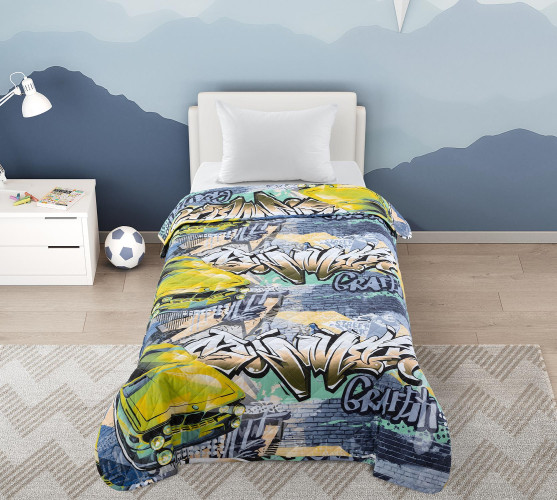 Покрывало Текс-Дизайн "Уличные гонки 1", детское, 110x140, поплин, стеганое (П1114660731)