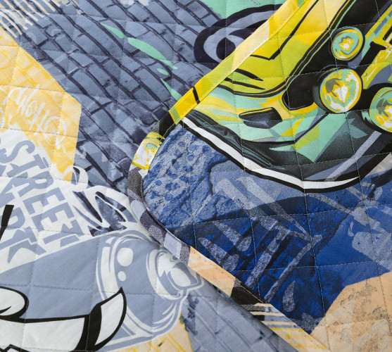 Покрывало Текс-Дизайн "Уличные гонки 1", детское, 110x140, поплин, стеганое (П1114660731)