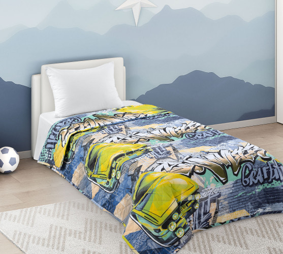 Покрывало Текс-Дизайн "Уличные гонки 1", детское, 110x140, поплин, стеганое (П1114660731)