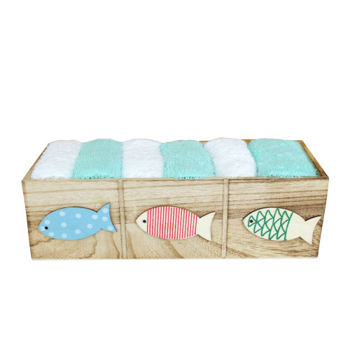 Набор полотенец Arya Home "Fish", подарочные, 30x30, махровая ткань, 6 шт (8680943086358)