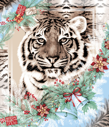 Полотенце вафельное Текс-Дизайн "Год тигра 1", кухонное, 50x60, вафельное полотно (ПВ5060209311)