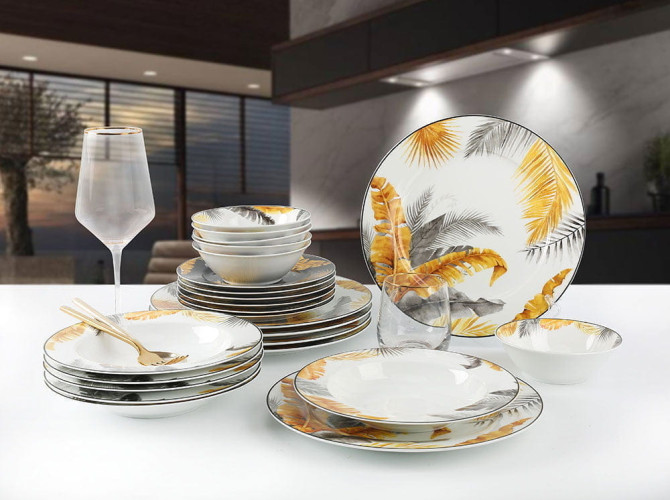 Набор Столовой Посуды Arya Elegant из фарфора, 24 пр. Ila Белый