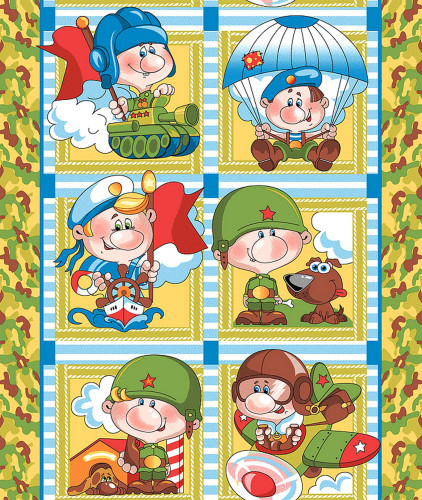 Полотенце вафельное Текс-Дизайн "Армейские истории 1", кухонное, 50x70, вафельное полотно (ПВГ192541)