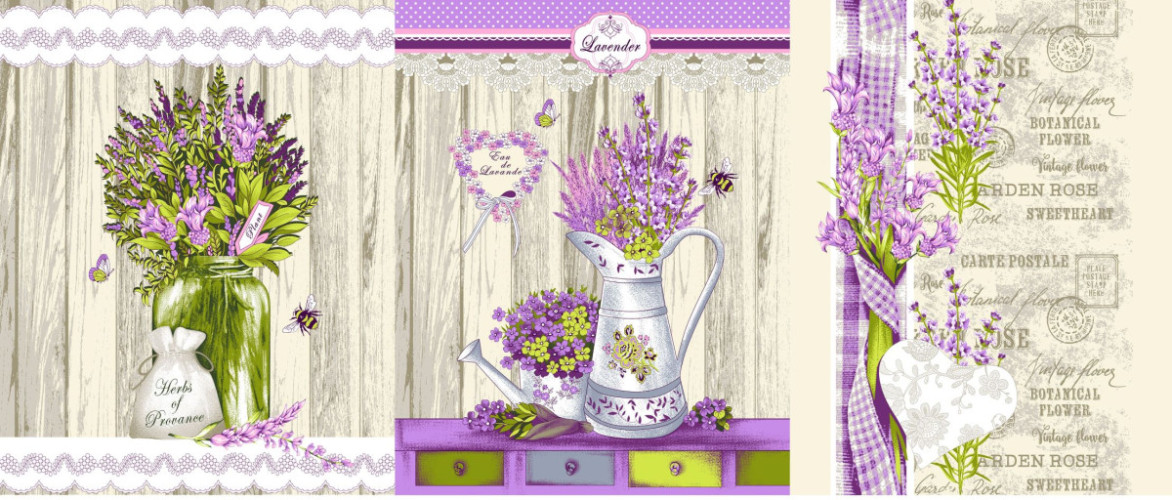 Набор полотенец вафельных Valtery "Лаванда", 50x60, хлопок, 3 шт (10075-1-1498)