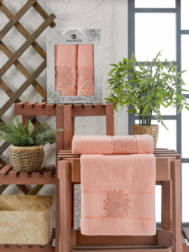 Набор полотенец MERZUKA "DAYSTAR", 50x90, 70x140, махровая ткань, 2 шт (MERZUKA-11292-оранжевый)