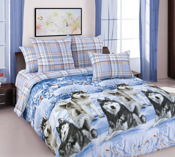 Постельное белье Белиссимо (Текс-Дизайн) "Хаски 1", евро, поплин (4150ЛН198791)