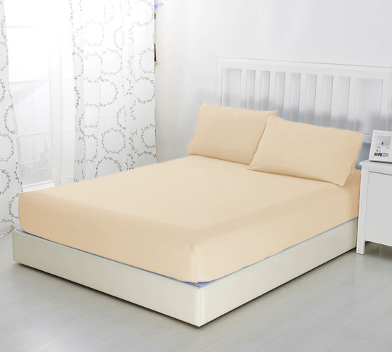 Простыня Текс-Дизайн "Бежевый", 200x200, трикотаж, на резинке (ш200200беж)