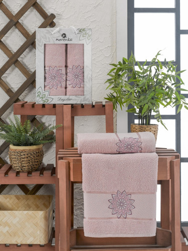 Набор полотенец MERZUKA "DAYSTAR", 50x90, 70x140, махровая ткань, 2 шт (MERZUKA-11292-светрозовый)