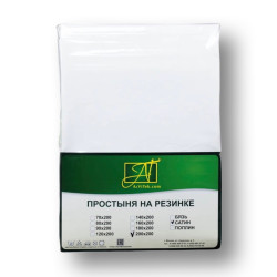 Простыня AlViTek (АльВиТек), 140x200, сатин, на резинке (ПР-СО-Р-140-БЕЛ)