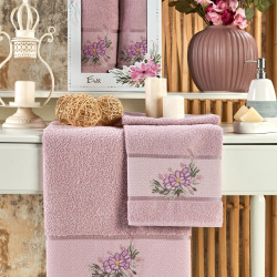 Набор полотенец MERZUKA &quot;EVA&quot;, 50x90, 70x140, махровая ткань, 2 шт (MERZUKA-11780 Светло-розо)