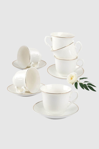 Чайный Набор Arya Exclusive из Костяного фарфора, 250 мл 12 пр. Dory Gold