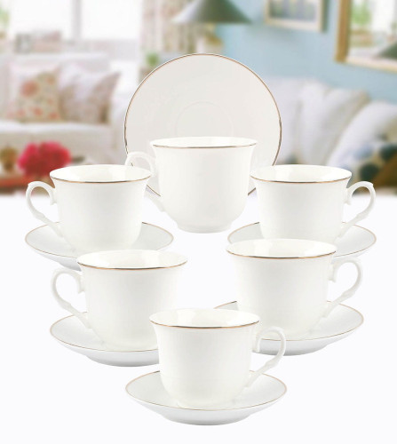 Чайный Набор Arya Exclusive из Костяного фарфора, 250 мл 12 пр. Dory Gold