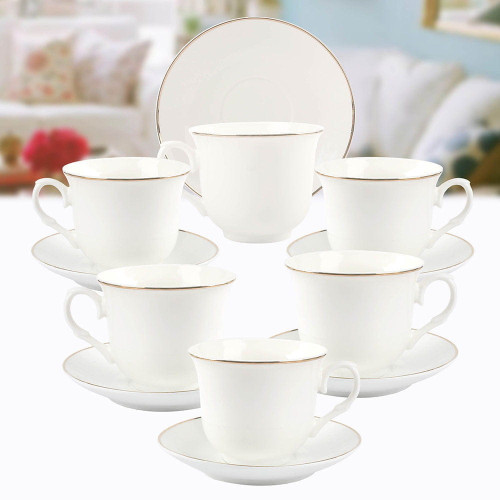 Чайный Набор Arya Exclusive из Костяного фарфора, 250 мл 12 пр. Dory Gold