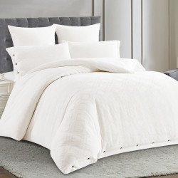 Постельное белье Cleo &quot;Organic Cotton 001-OC&quot;, 2-спальный, вареный хлопок, на резинке (21/001-OC)