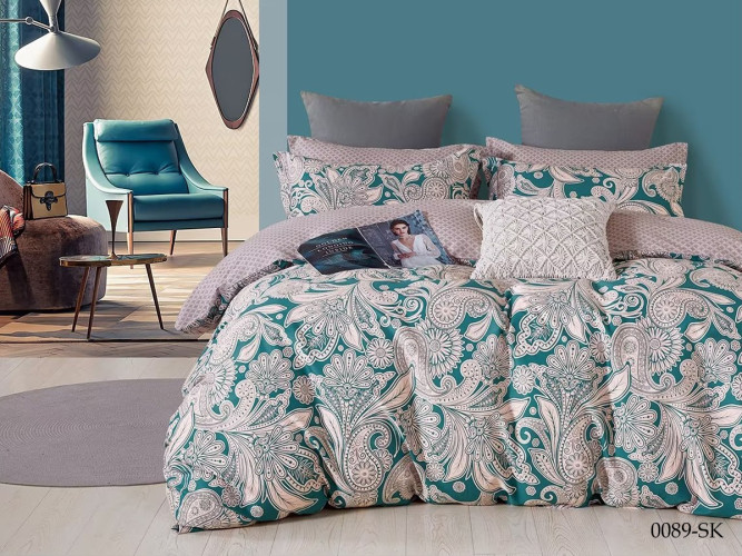 Постельное белье Cleo "Satin de Luxe 0089-SK", 1.5-спальный, сатин, на молнии (16/0089-SK)