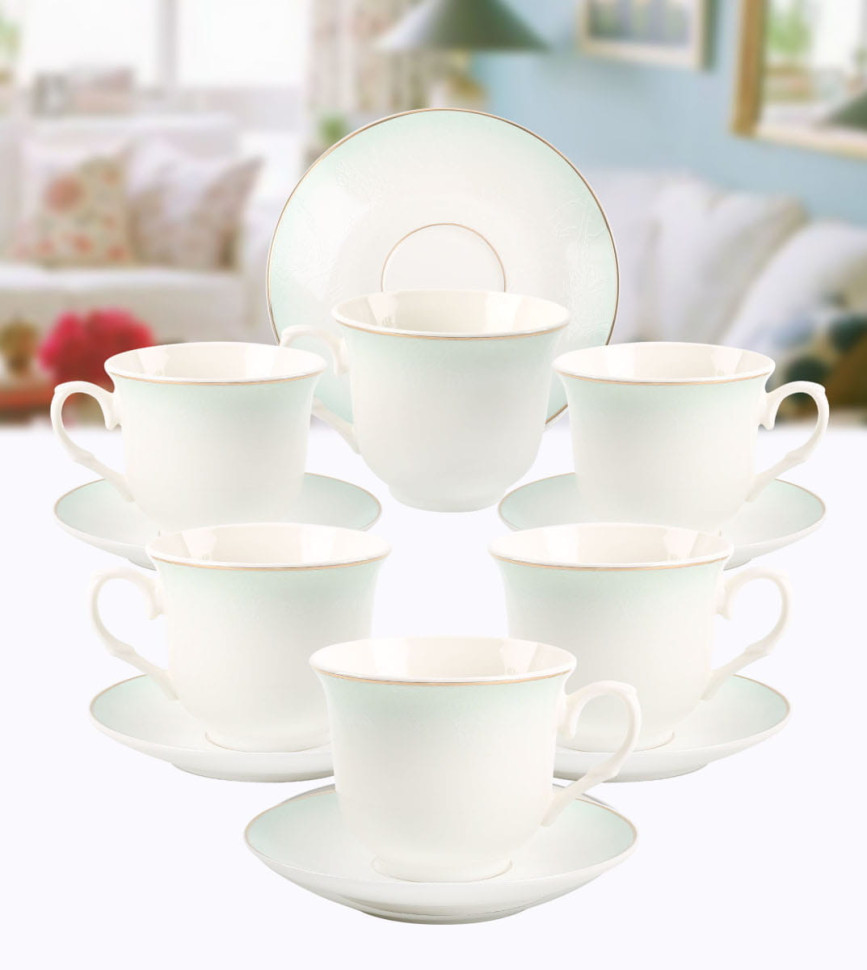 Чайный Набор Arya Exclusive из Костяного фарфора, 250 мл 12 пр. Jade купить  в интернет-магазине satin24.ru