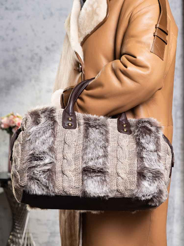 Сумка женская Arya с мехом 40x14x27 Anna