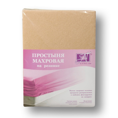 Простыня AlViTek (АльВиТек), 180x200, махровая ткань, на резинке (ПМР-БЕ-180)