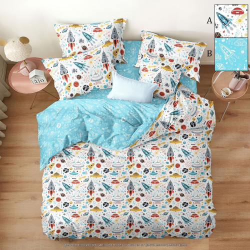 Постельное белье AlViTek (АльВиТек), детский, поплин, на молнии (ПДA-10-001-Космик)