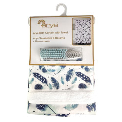 Занавеска в Ванную с Полотенцем Arya 180X180-38X64 Feather