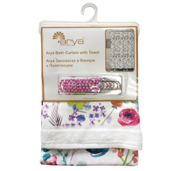 Занавеска в Ванную с Полотенцем Arya 180X180-38X64 Forest
