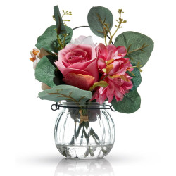 Искусственные цветы Arya в вазе Dahlia Розовый, желтый