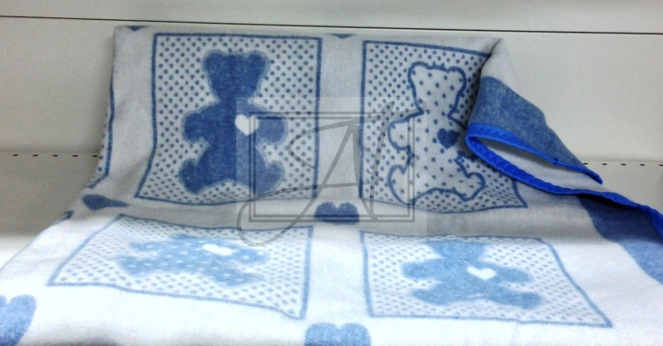 Одеяло  Vladi "Барни", 100x140, байковое (Барни бело-голубое)