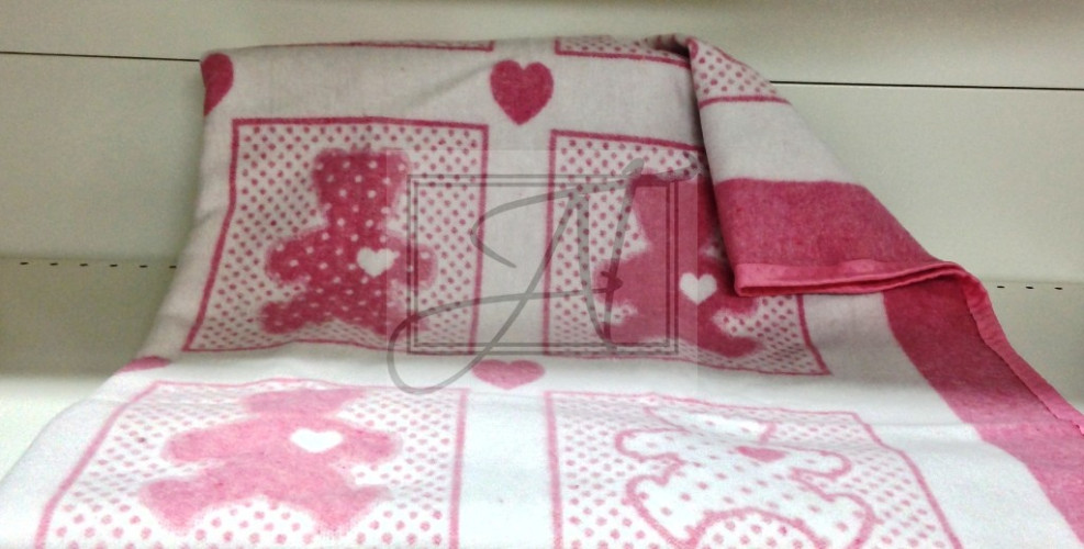 Одеяло  Vladi "Барни", 100x140, байковое (Барни бело-розовое)