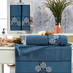 Набор полотенец MERZUKA &quot;WISHES&quot;, 50x90, 70x140, махровая ткань, 2 шт (MERZUKA-11782 Светло-сини)