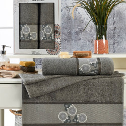 Набор полотенец MERZUKA &quot;WISHES&quot;, 50x90, 70x140, махровая ткань, 2 шт (MERZUKA-11782 Темно-серый)
