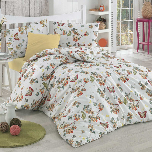 Постельное белье Arya Home "Butterfly", евро, ранфорс, печатное (8680943061591)