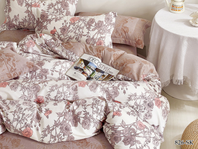 Постельное белье Cleo "Satin de Luxe 826-SK", евро, сатин, на молнии (31/826-SK)