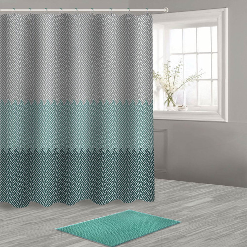 Штора Для Ванной с Ковриком Arya Sk-4495 Зеленый
