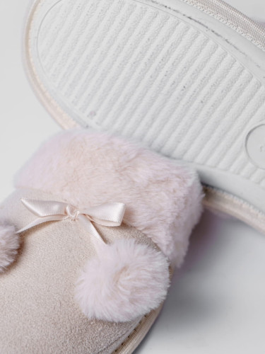 Тапочки Arya Женские Pompom, 39 Бежевый