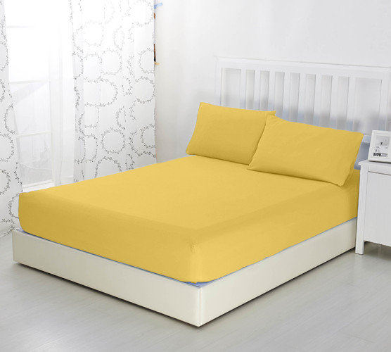 Простыня Текс-Дизайн "Горчица", 120x200, трикотаж, на резинке (ш120200гор)