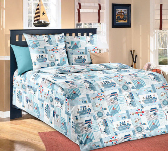 Постельное белье Белиссимо (Текс-Дизайн) "Кораблики 1", 1.5-спальный, поплин (1100Х197621)