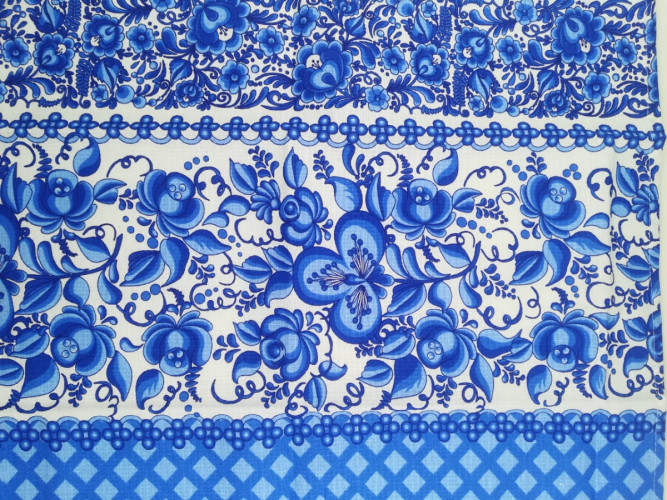 Набор полотенец вафельных Valtery "ГЖЕЛЬ Синий", 50x60, хлопок, 3 шт (Gjel sin-1498)