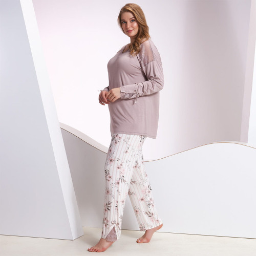 Пижама Arya Женская Печатная 12514 XXL Серый, Розовый