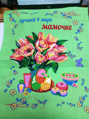 Набор полотенец вафельных Valtery "ПОДАРОК зелёный", 50x60, хлопок, 3 шт (10136-2-1498)