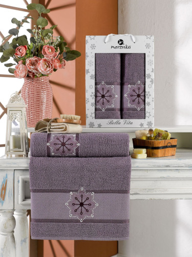 Набор полотенец MERZUKA "BELLA VITA", 50x90, 70x140, махровая ткань, 2 шт (MERZUKA-11615-сиреневый)