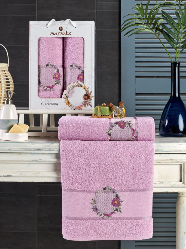 Набор полотенец MERZUKA "CEREMONY", 50x90, 70x140, махровая ткань, 2 шт (11776-Сиреневый)
