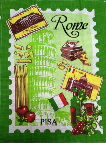 Набор полотенец вафельных Valtery "Путешествие зелёный", 50x60, хлопок, 3 шт (4895-2-1498)