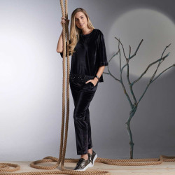 Пижама Arya Женская Бархат с Брюками 20245 Чёрный, L