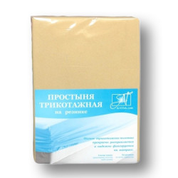 Простыня AlViTek (АльВиТек), 90x200, трикотаж, на резинке (ПТР-БЕЖ-090)