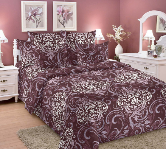 Постельное белье Белиссимо (Текс-Дизайн) "Гранд 4 бордо", 2-спальный, поплин (2100ЛН198584)