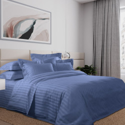 Постельное белье Legends (Текс-Дизайн) &quot;Черничный мусс&quot;, семейный, страйп-сатин, на молнии (6326WЯ1715чм)