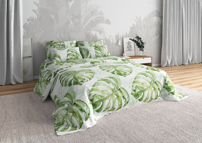 Постельное белье Valtery "Монстера", евро, бязь (0456-1-1253)